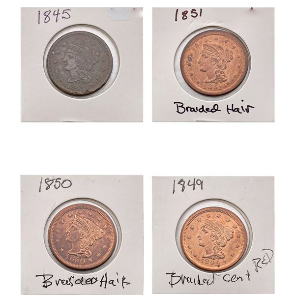 [4]1845-1851 RED/BN Braided Hair Large Cent
