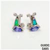 Sterling Silver Tanzanite & Opal Earrings