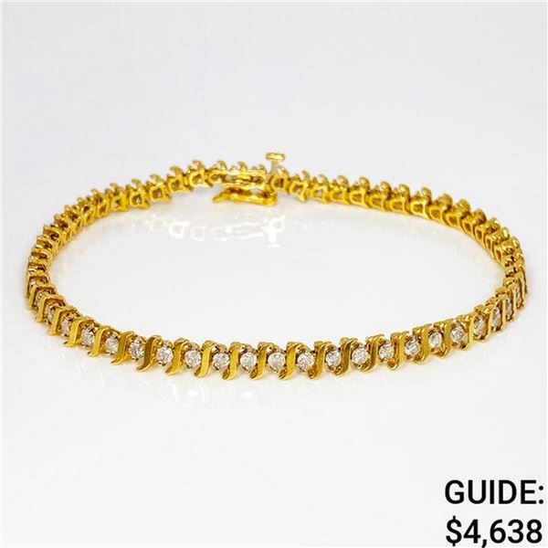 14k yg 7 inch Diamond Line Tennis Bracelet