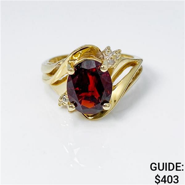 10k yg Diamond & Garnet Fashion Ring