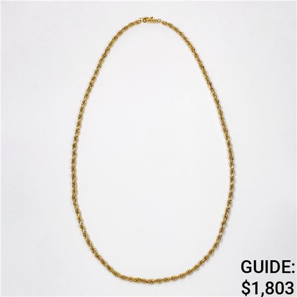 3mm 14k yg Solid Rope Chain 18 inch