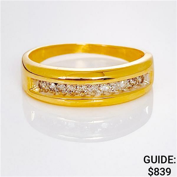 Men's 14k yg Wedding Band with Diamonds