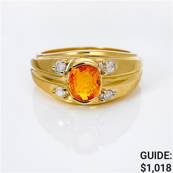 14k yg Diamond & Citrine Fashion Ring