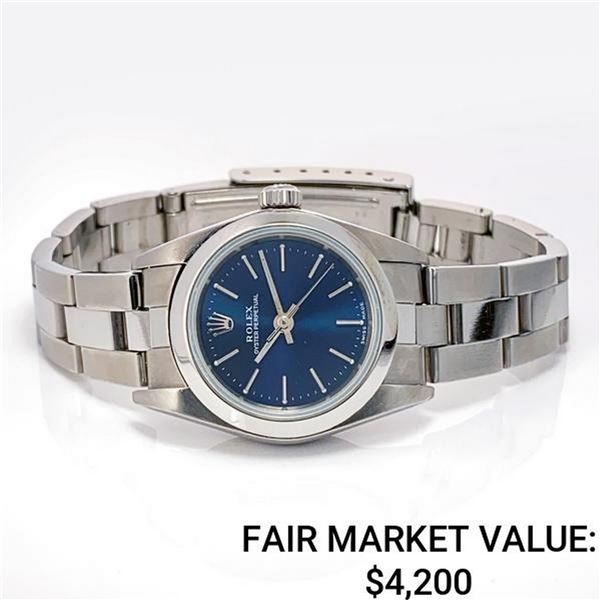 Rolex Ladies SS Blue Face, No Date, Oyster Band