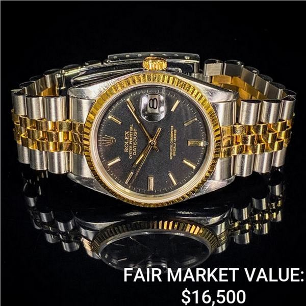 Rolex Datejust SS & Gold, Matte Black Dial
