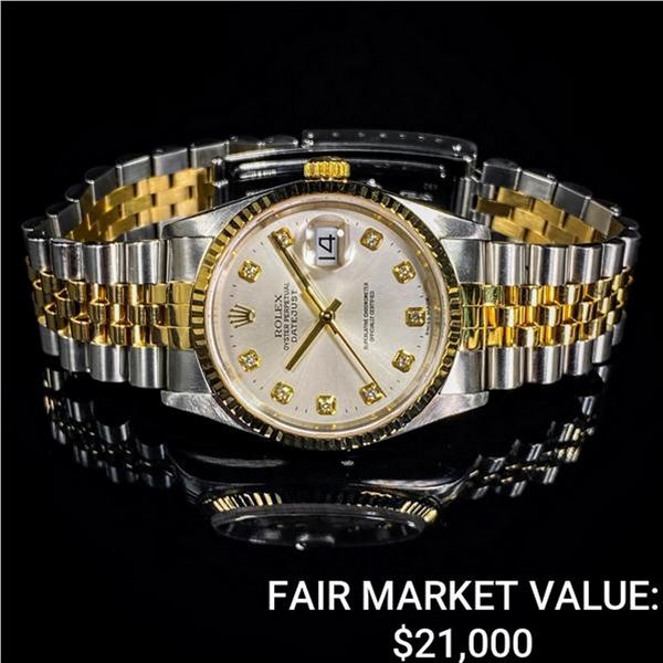 Rolex Datejust SS & 18K Gold Oyster Diamond Dial