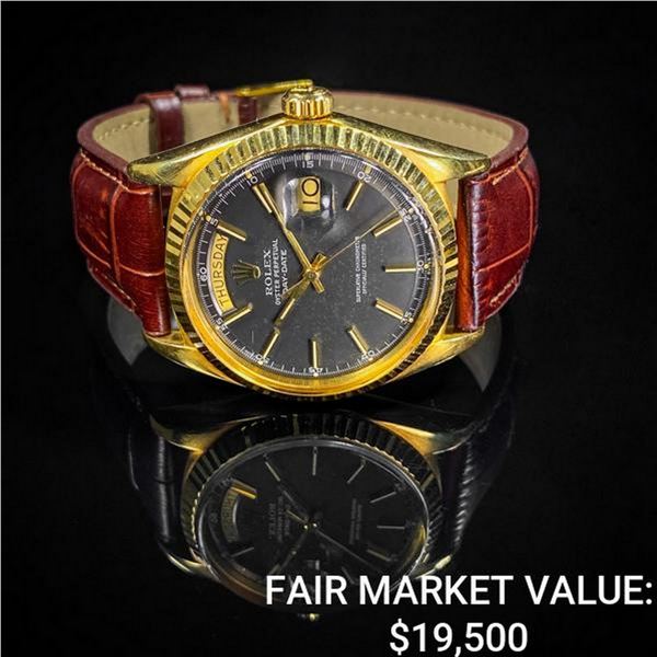 Rolex Day Date 18K Matte Black Dial W/ Leather Ba