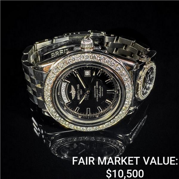 Breitling Automatic SS Black Dial with Diamond Be