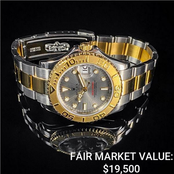 Rolex Yacht Master SS & 18K Gold Platinum Dial