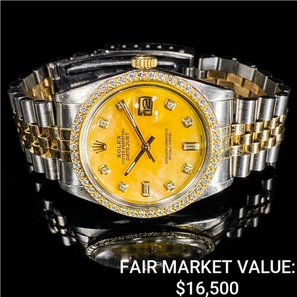 Rolex Datejust SS & 18K Gold Sunburst MOP Dial Wi