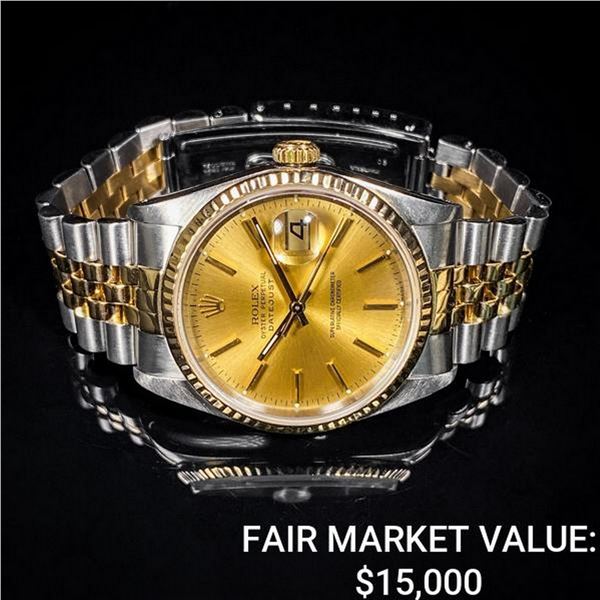 Rolex Datejust SS & 18K Gold Champagne Dial W/ Pa