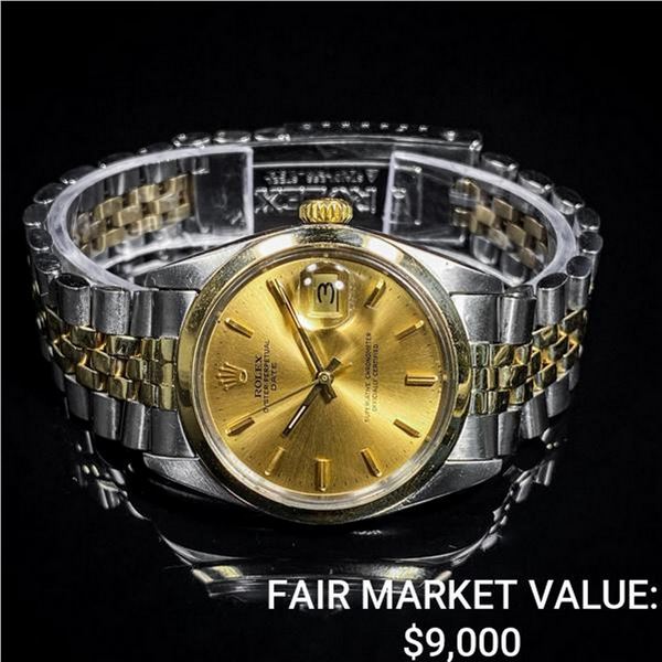 Rolex Date SS & 18K Gold Champagne Dial