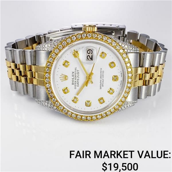Men's Rolex Datejust SS & 18k Gold w/ White Dia. Dial