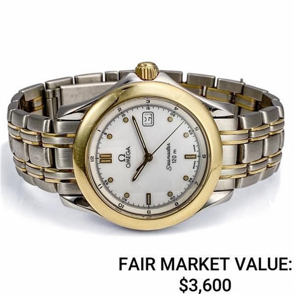 Omega Seamaster SS & 18k Gold w/ White Date Dial
