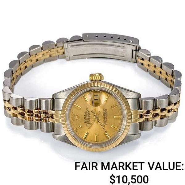 Ladies Rolex Datejust SS & 18k w/ Dark Champagne Dial
