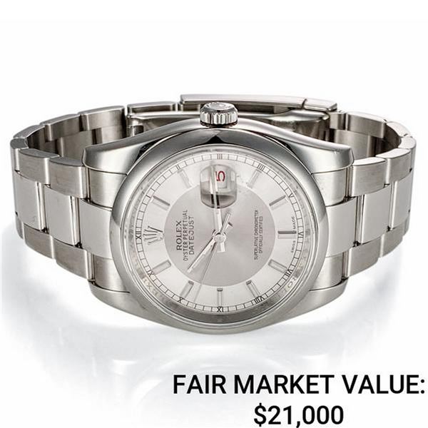 Men's Rolex Datejust SS & 18k w/ Bullseye Silver Dial