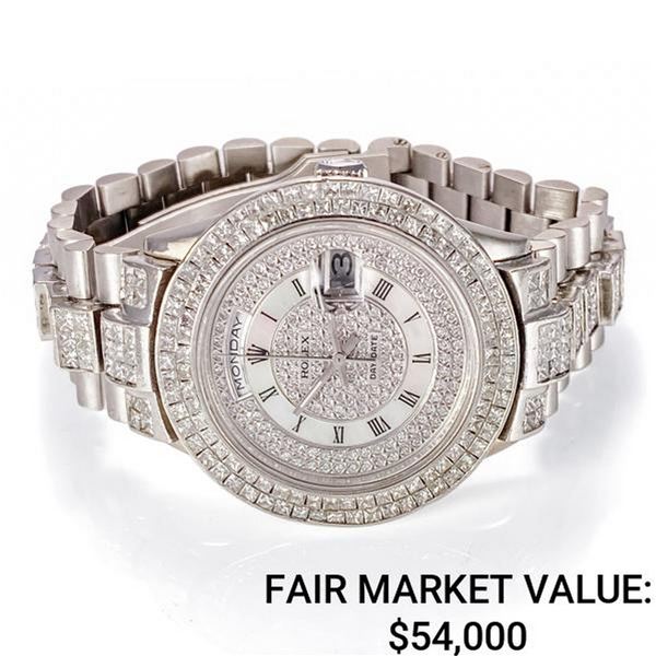 Men's Rolex Pres. 18k WG w/ Dia. MoP Dia Bezel & Band