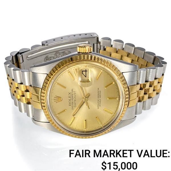 Men's Rolex Datejust SS & 18k Gold w/ Champagne Dial