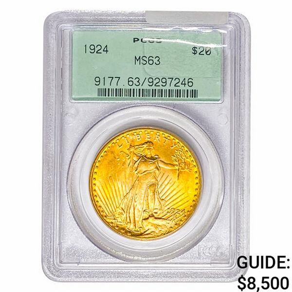 1924 $20 Gold Double Eagle PCGS MS63