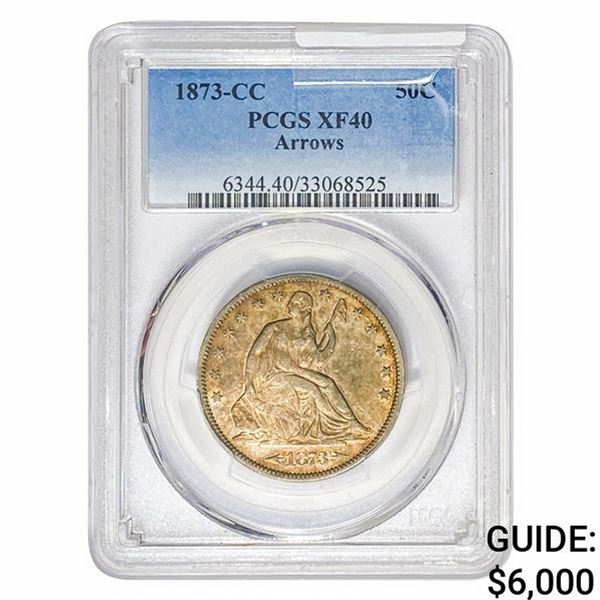1873-CC Seated Liberty Half Dollar PCGS XF40 Arrws