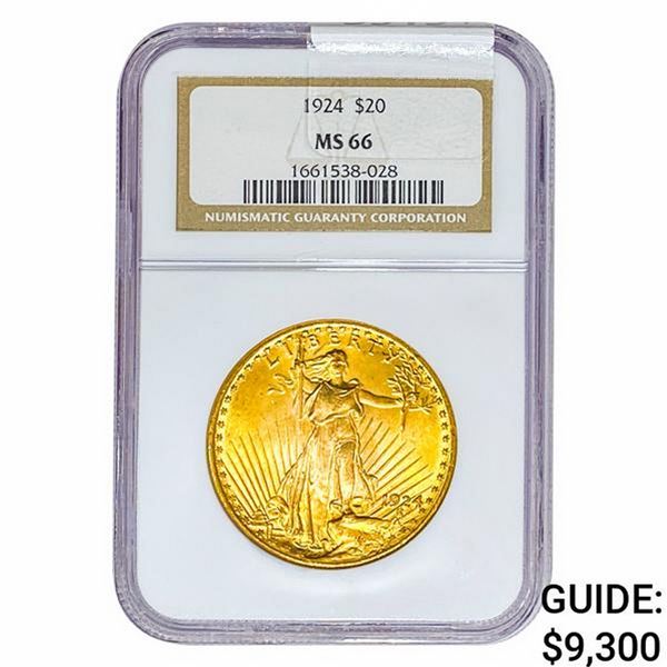 1924 $20 Gold Double Eagle NGC MS66