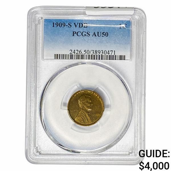 1909-S VDB Wheat Cent PCGS AU50