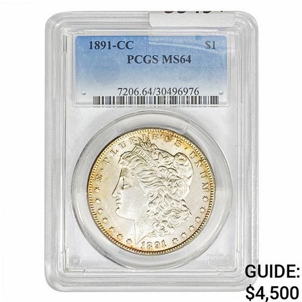 1891-CC Morgan Silver Dollar PCGS MS64