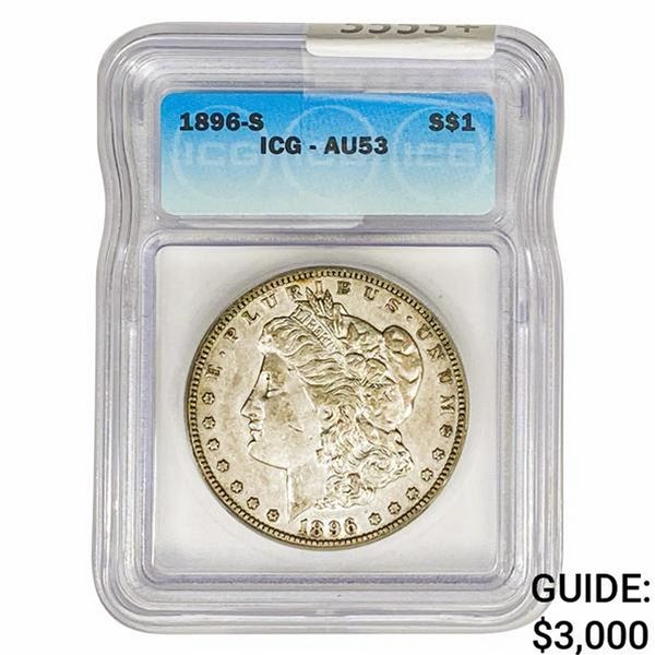 1896-S Morgan Silver Dollar ICG AU53