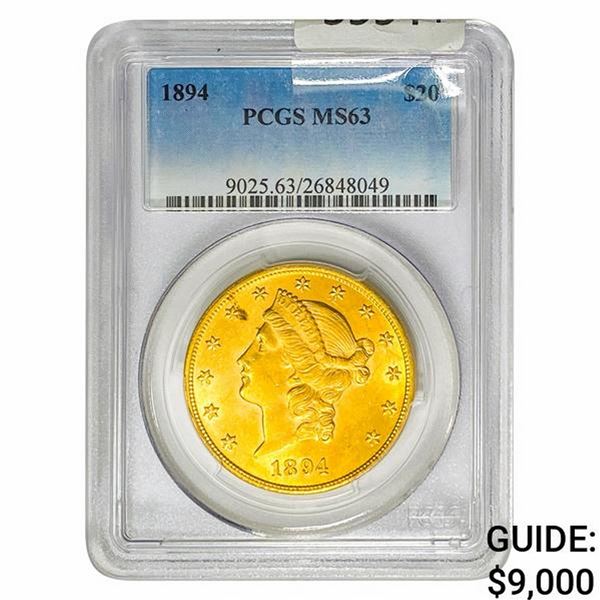 1894 $20 Gold Double Eagle PCGS MS63