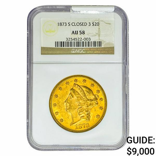 1873-S $20 Gold Double Eagle NGC AU58 Closed 3