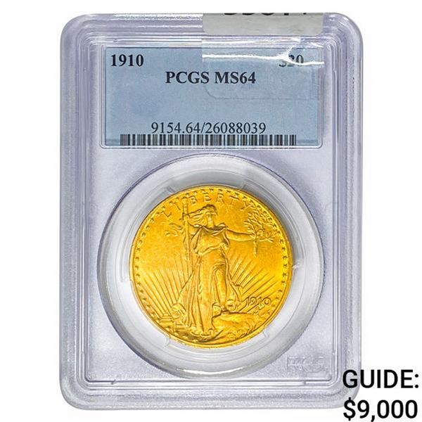 1910 $20 Gold Double Eagle PCGS MS64