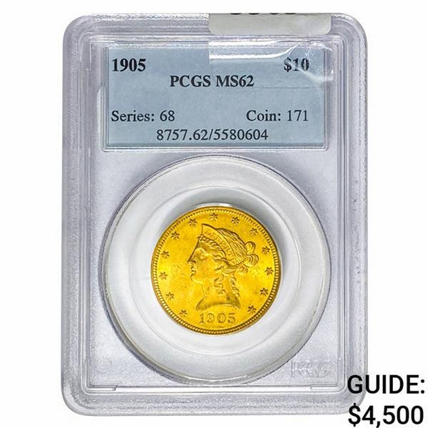 1905 $10 Gold Eagle PCGS MS62