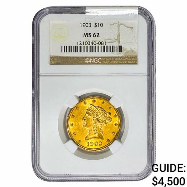 1903 $10 Gold Eagle NGC MS62