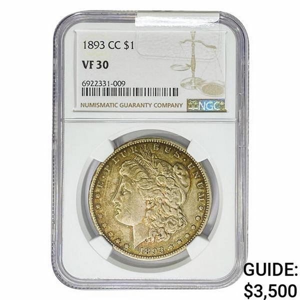 1893-CC Morgan Silver Dollar NGC VF30
