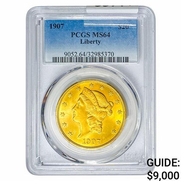 1907 $20 Gold Double Eagle PCGS MS64