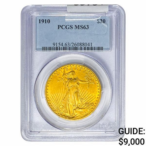 1910 $20 Gold Double Eagle PCGS MS63