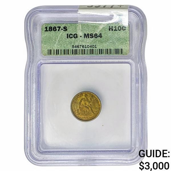 1867-S Seated Liberty Half Dime ICG MS64