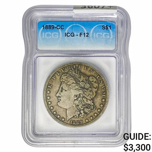 1889-CC Morgan Silver Dollar ICG F12