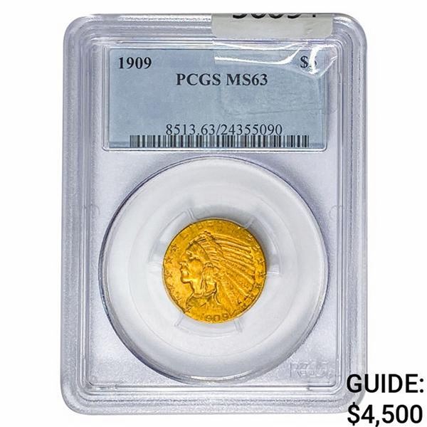 1909 $5 Gold Half Eagle PCGS MS63