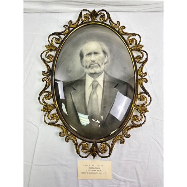 Antique Bubble Glass Charcoal Portrait