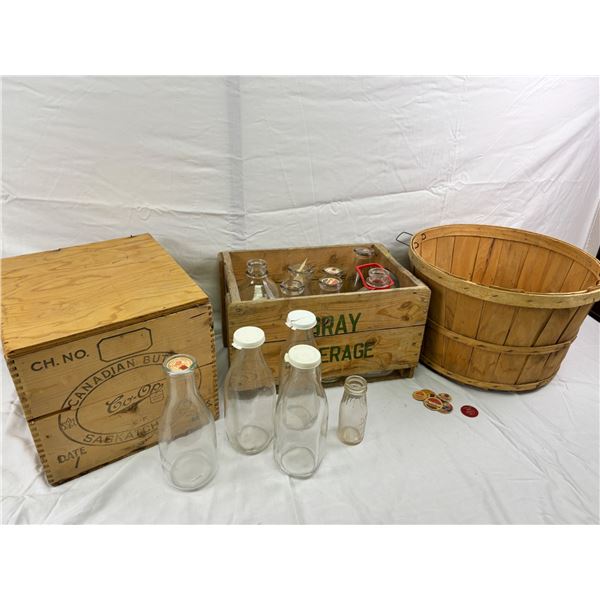 Vintage Milk Bottles and Crates