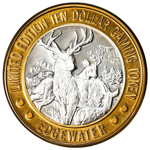 .999 Fine Silver Edgewater Laughlin, Nevada $10 Limited Edition Gaming Token