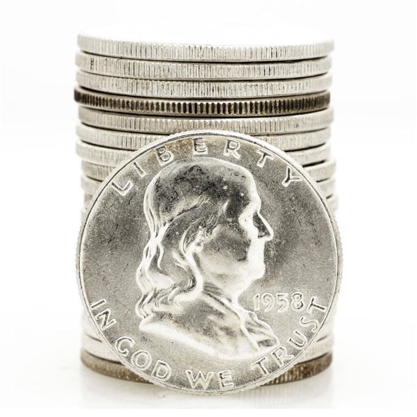 Roll of (20) 1958 Brilliant Uncirculated Franklin Half Dollar Coins