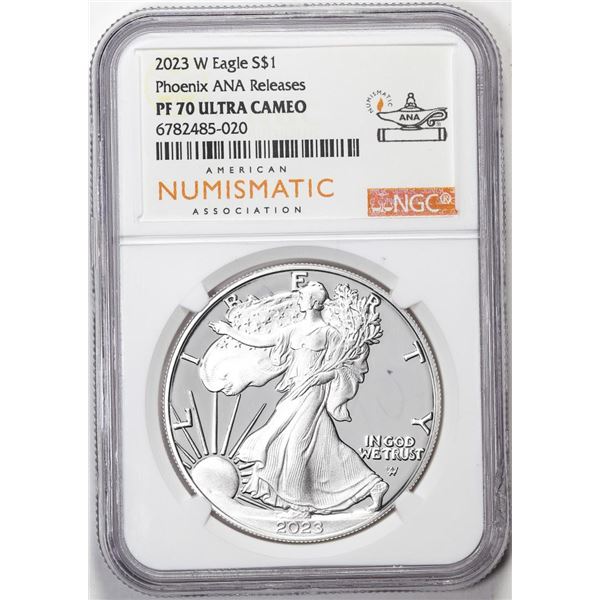 2023-W $1 Proof American Silver Eagle Coin NGC PF70 Ultra Cameo Phoenix ANA Releases