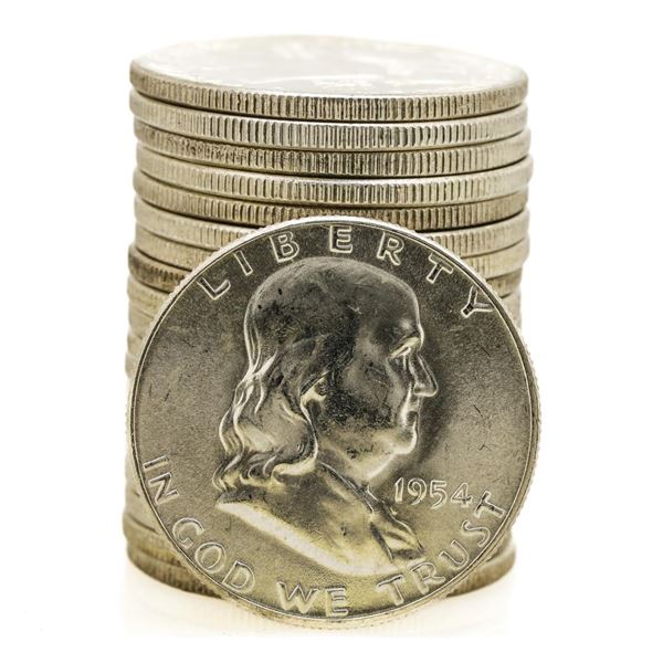 Roll of (20) Brilliant Uncirculated 1954 Franklin Half Dollar Coins