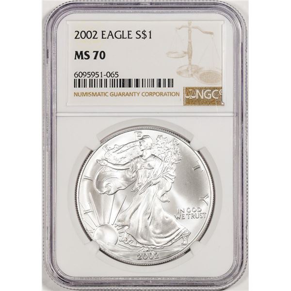 2002 $1 American Silver Eagle Coin NGC MS70