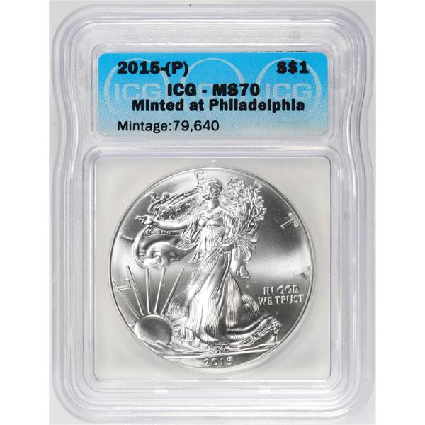 2015-(P) $1 American Silver Dollar Coin ICG MS70 Philadelphia