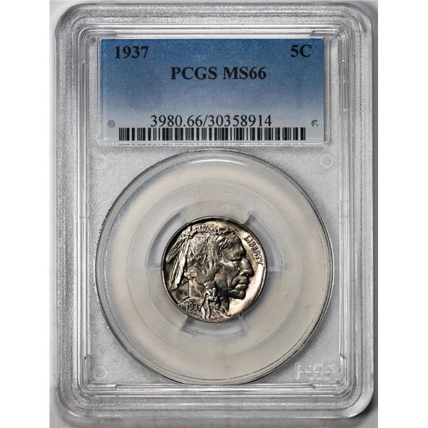 1937 Buffalo Nickel Cent Coin PCGS MS66