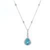 Image 2 : 14KT White Gold 4.77 ctw Zircon and Diamond Pendant with Chain