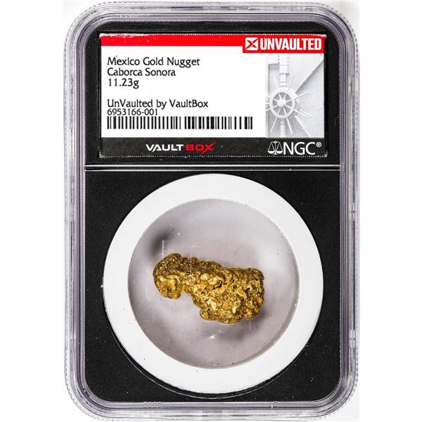 11.23 Gram Caborca Sonora Mexico Gold Nugget NGC Vaultbox Unvaulted